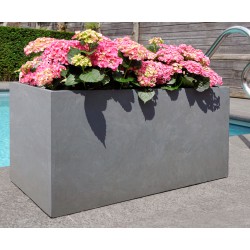 Lot de 20x jardinières en fibre de terre 80x40xH.40cm gris ciment