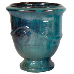 Vase de type Anduze en terre cuite émaillée bleu D.60xH.66cm- Megacollections