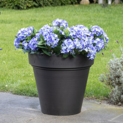Pot en plastique recyclé Ecostone D.55xH.51cm couleur noire - Megacollections