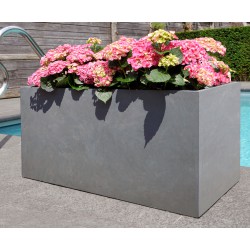 Jardinière en fibre de terre 100x45xH.45cm gris ciment
