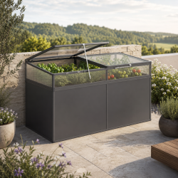 Rehausse en aluminium gris anthracite et polycarbonate de 6mm pour potager surélevé - 210 - KGT