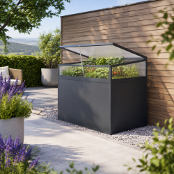 Rehausse en aluminium gris anthracite et polycarbonate de 6mm pour potager surélevé - 130 - KGT