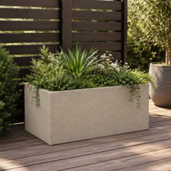 Jardinière en fibre de terre 80x40xH.40cm sable - MegaCollections