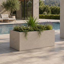 Jardinière en fibre de terre 100x45xH.45cm sable - Megacollections