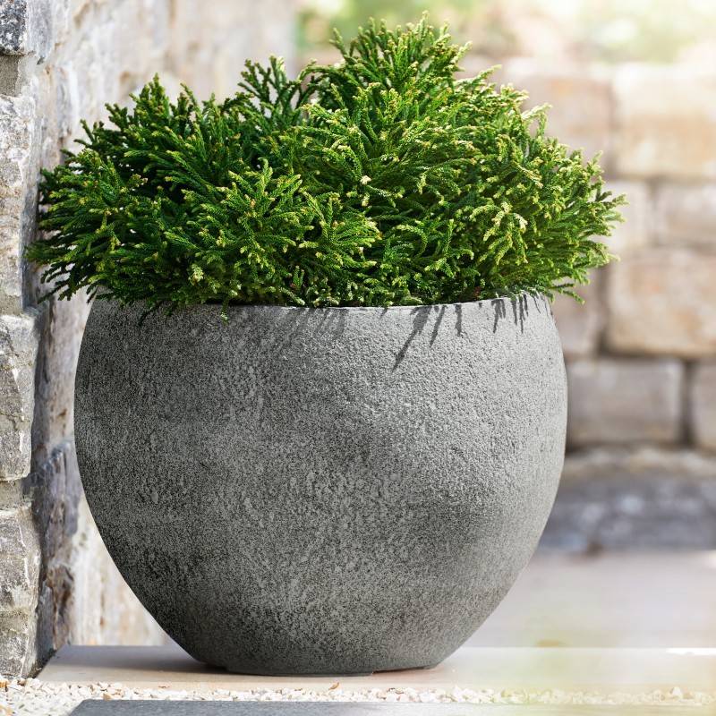 VIVANNO - Jardinière Escada Basse En Fibre De Verre Anthracite - Bac à Plantes Décoratif Intérieur Et Extérieur