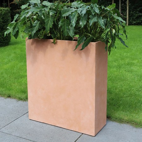 Bac à plantes en fibre de terre 60x22xH.72cm terracotta