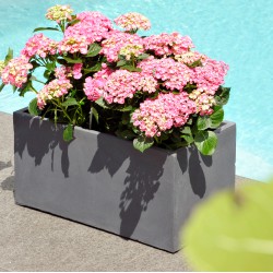 Lot de 10x jardinières en fibre de terre 60x30xH.30cm gris ciment