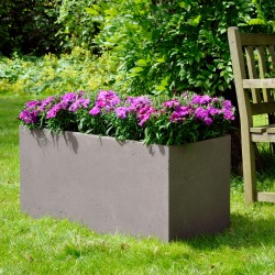 Jardinière en fibre de terre 128L - 80x40xH.40cm taupe - Megacollections