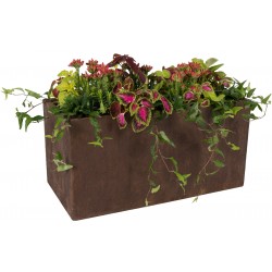 Jardinière en fibre de terre 80x40xH.40cm effet rouille